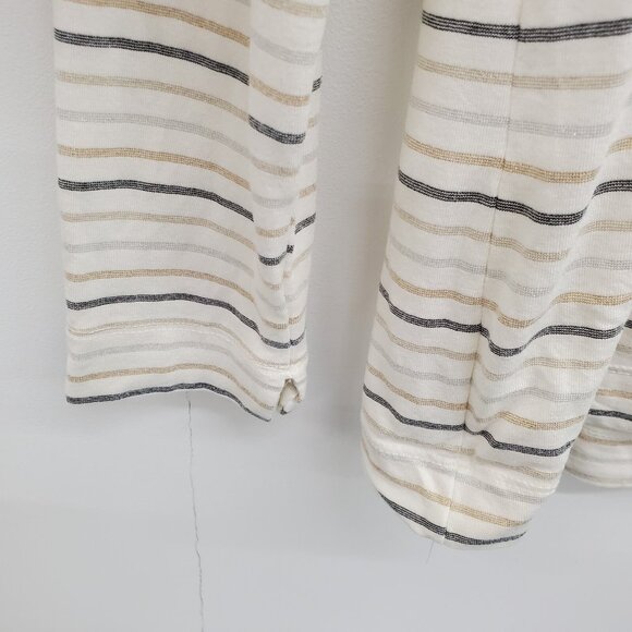 Chicos Womens S (0) Metallic Stripe Long Sleeve Top Minimalist Stretch Shirt - Picture 8 of 13